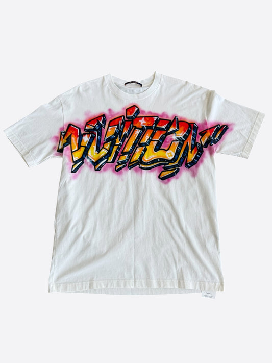 Louis Vuitton White Graffiti Logo T-Shirt