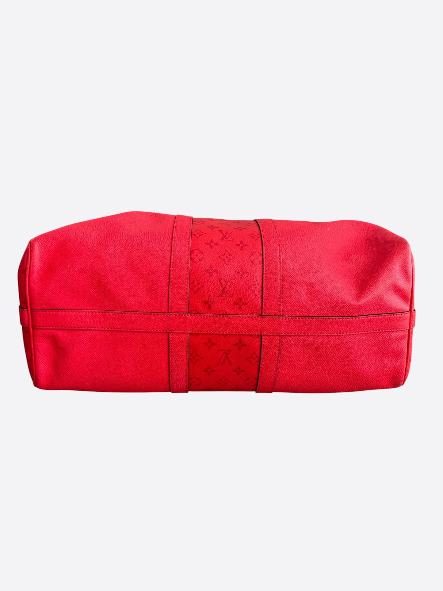 Louis Vuitton Red Taigarama Monogram Keepall 50