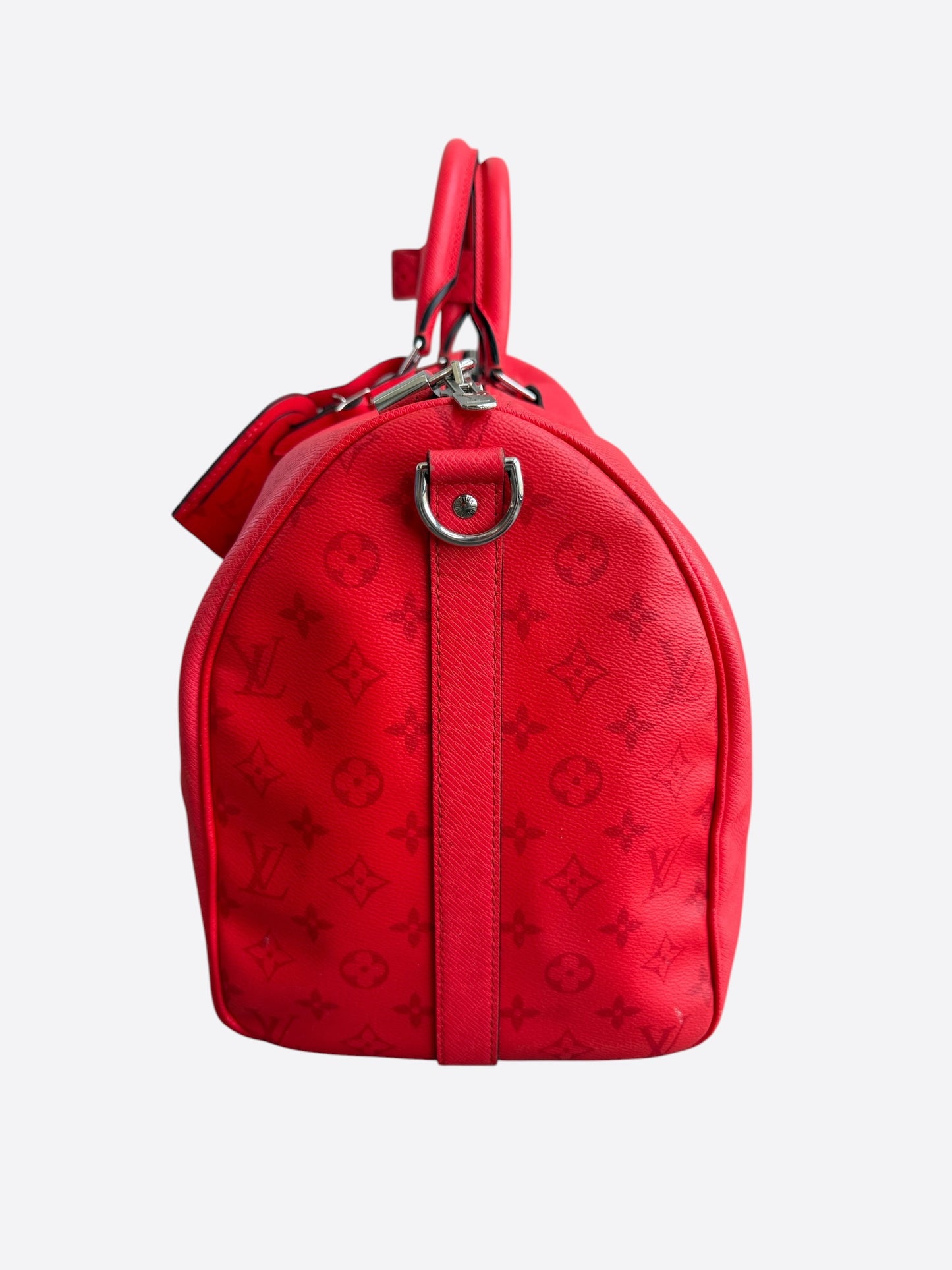 Louis Vuitton Red Taigarama Monogram Keepall 50