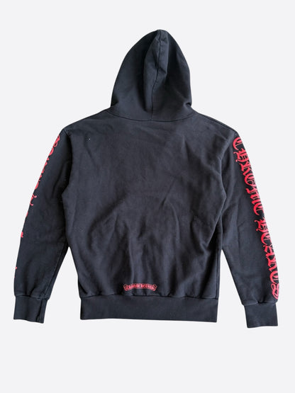 Chrome Hearts Black & Red Dagger Logo Zip Up Hoodie