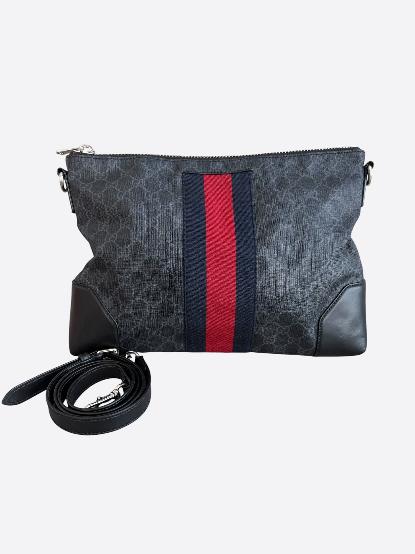 Gucci Black GG Supreme Monogram Messenger Bag