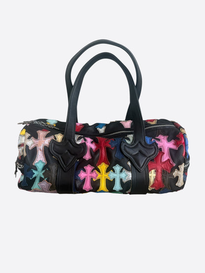 Chrome Hearts Black & Multicolor Leather Cross Patch Duffel Bag