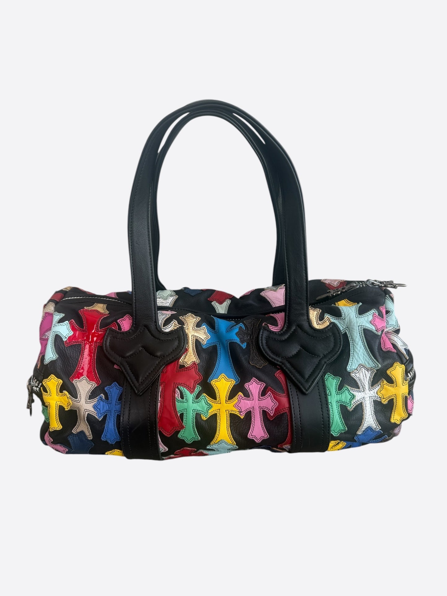 Chrome Hearts Black & Multicolor Leather Cross Patch Duffel Bag