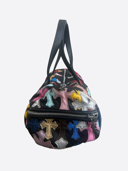 Chrome Hearts Black & Multicolor Leather Cross Patch Duffel Bag