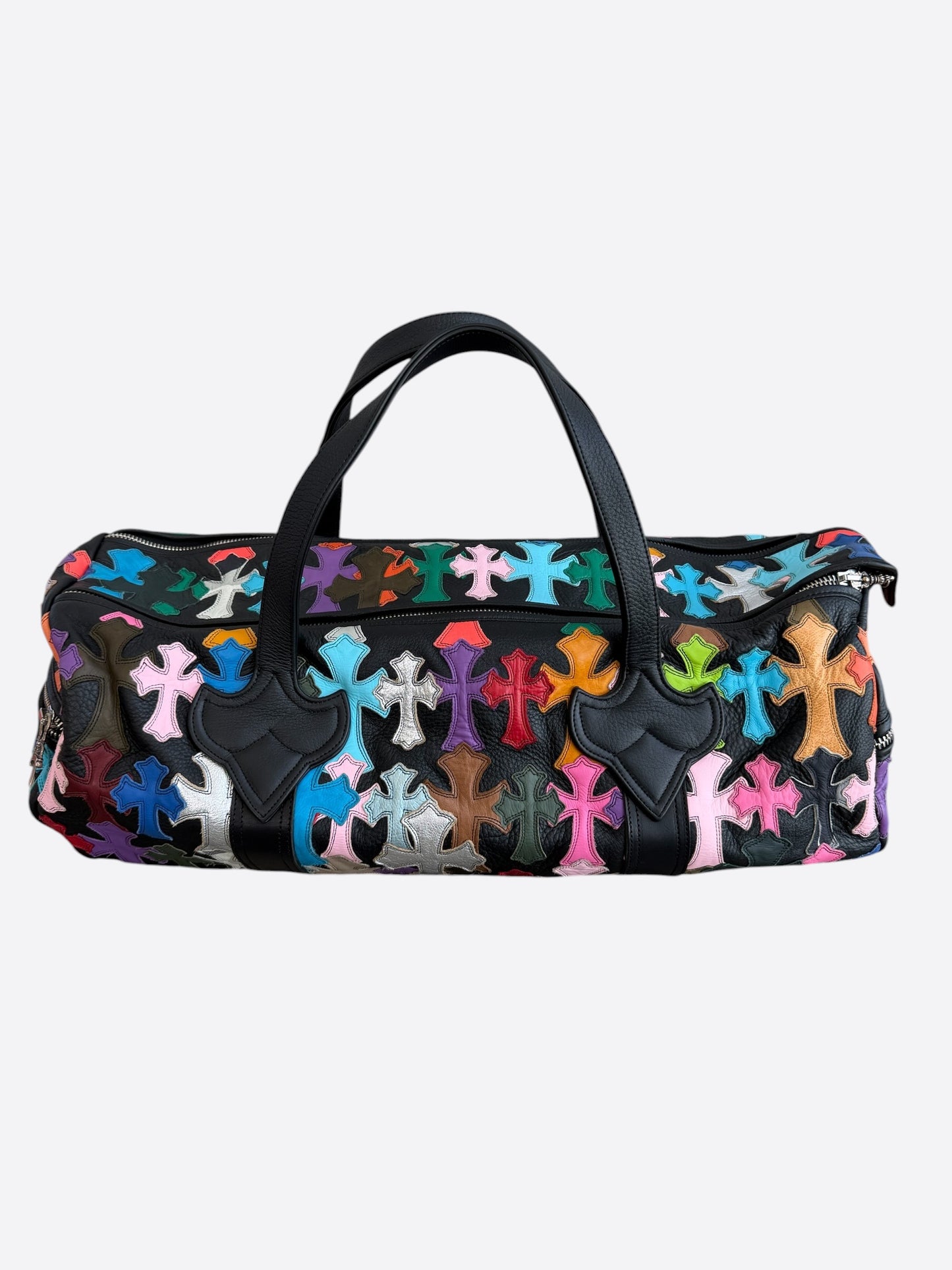 Chrome Hearts Black & Multicolor Leather Cross Patch Duffel Bag