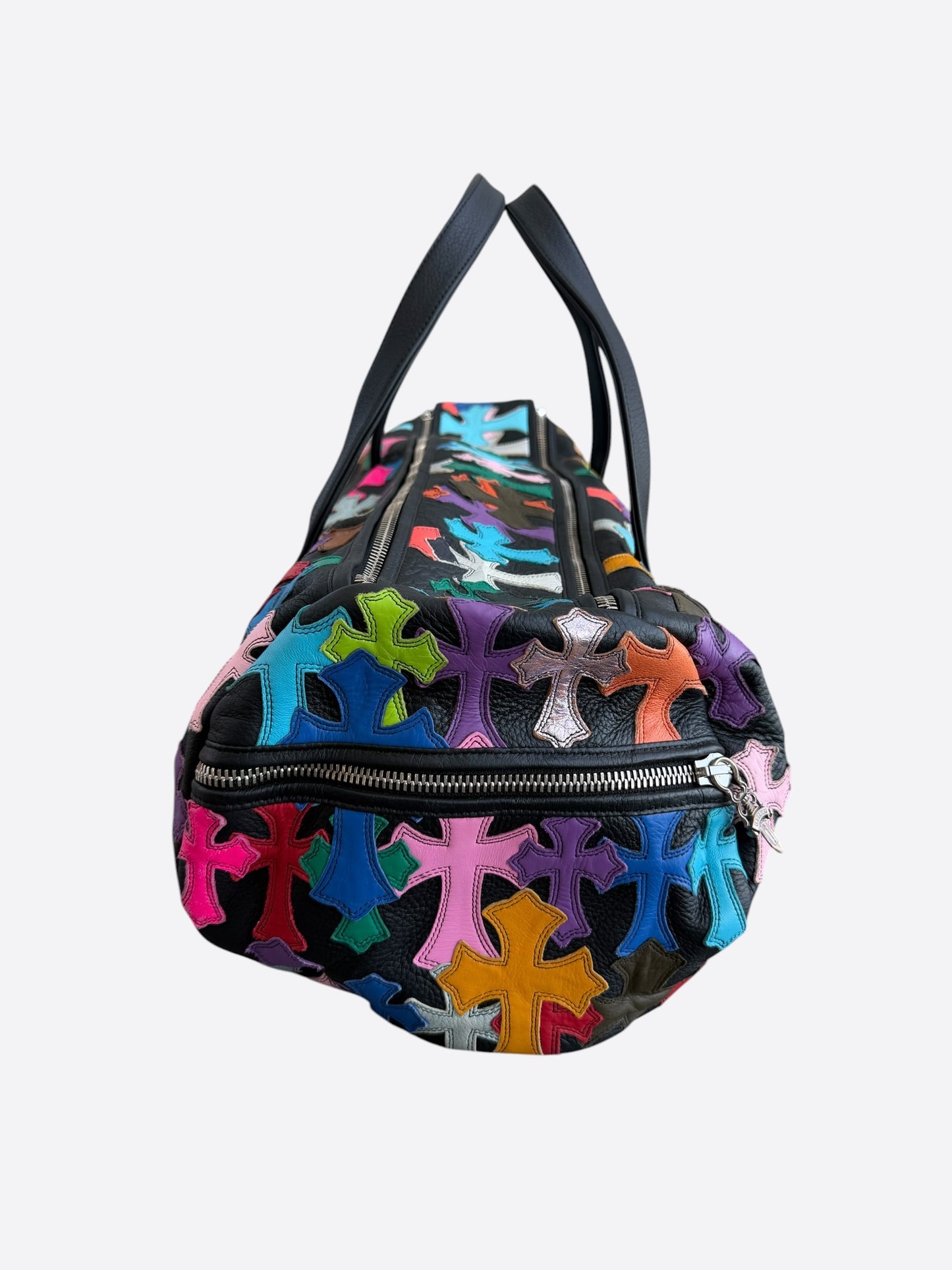 Chrome Hearts Black & Multicolor Leather Cross Patch Duffel Bag