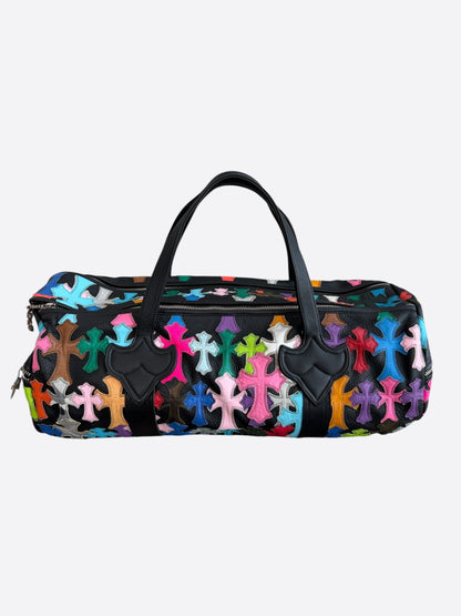 Chrome Hearts Black & Multicolor Leather Cross Patch Duffel Bag