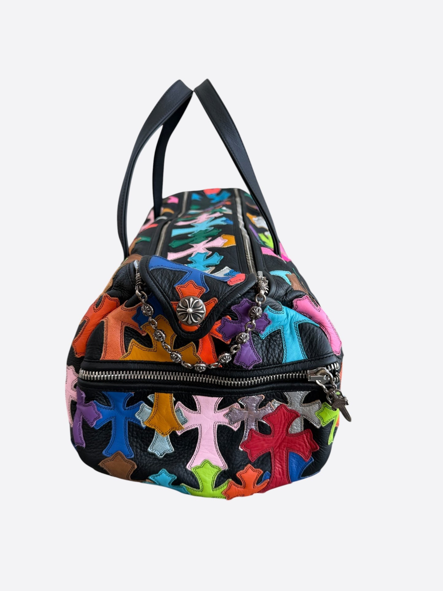 Chrome Hearts Black & Multicolor Leather Cross Patch Duffel Bag