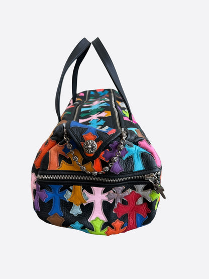 Chrome Hearts Black & Multicolor Leather Cross Patch Duffel Bag