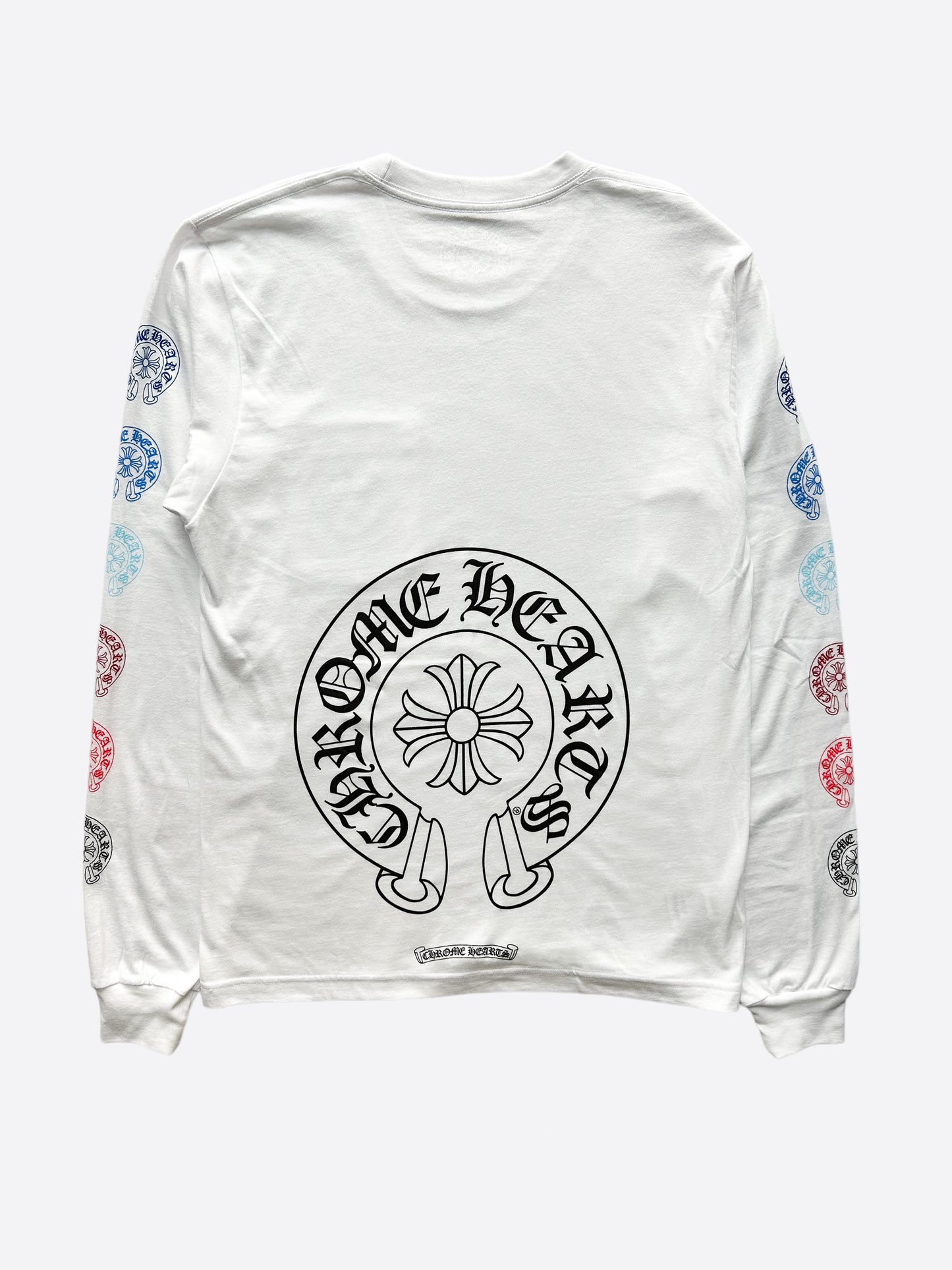 Men's Chrome Hearts Horse Shoe Long Sleeve T-Shirt in White