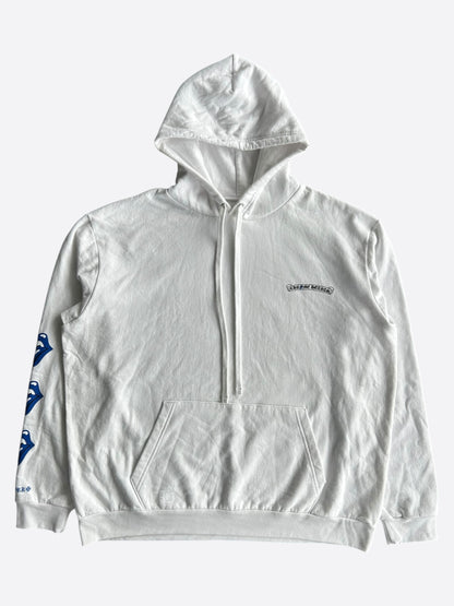 Chrome Hearts White & Blue Rolling Stones Scroll Logo Hoodie