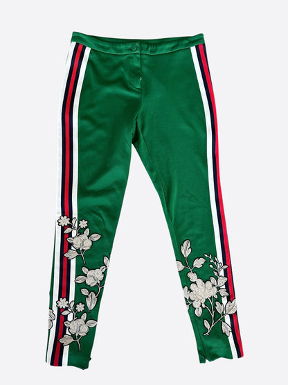 Gucci  Green Floral Striped pants