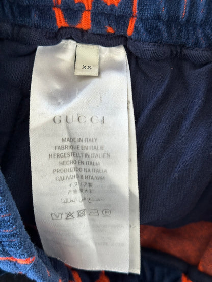 Gucci Navy & Red Chenille GG Monogram Jacquard Track Pants