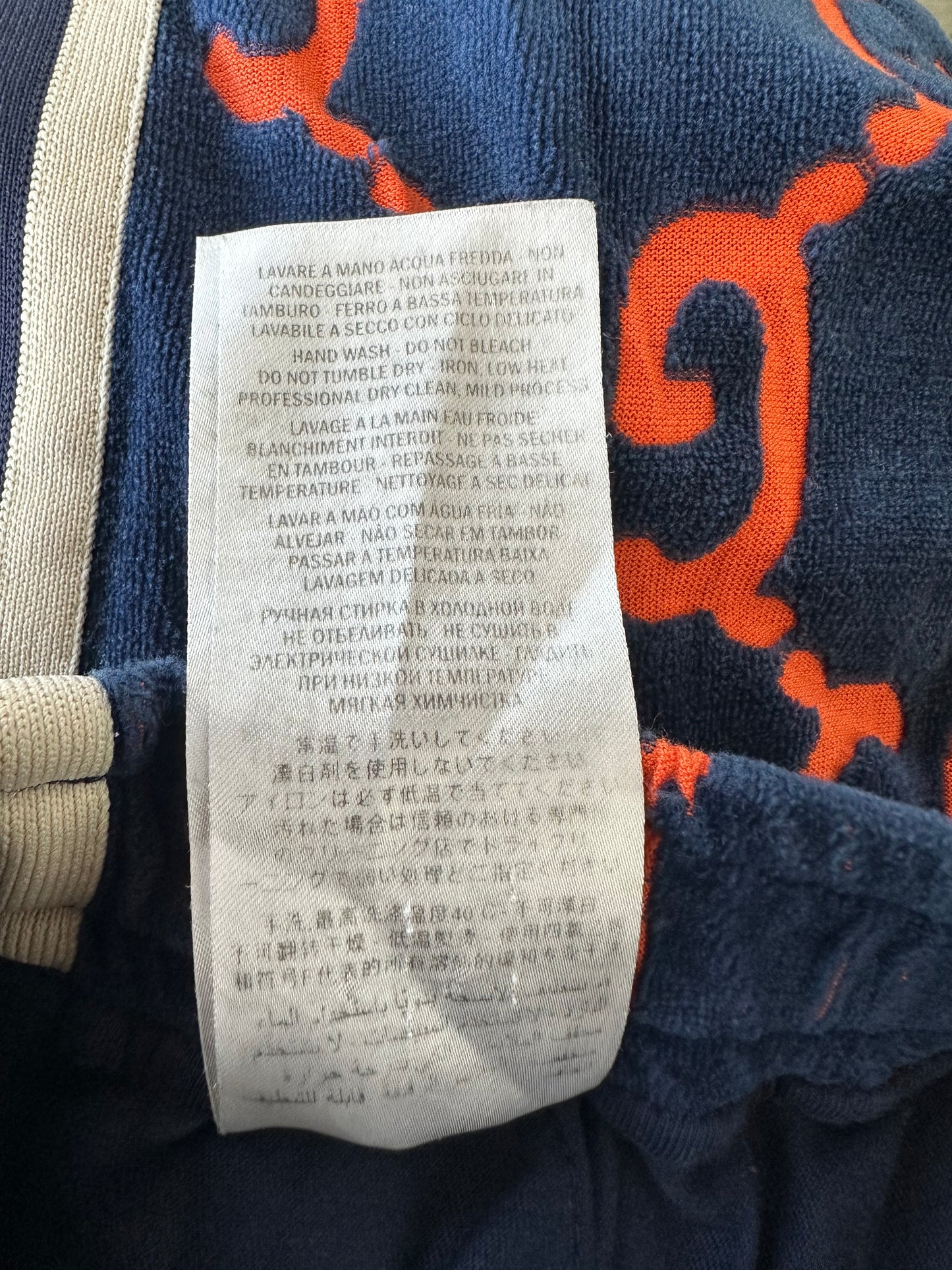 Gucci Navy & Red Chenille GG Monogram Jacquard Track Pants