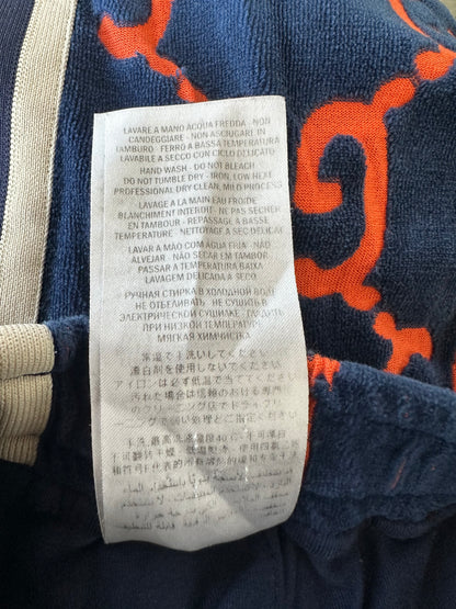 Gucci Navy & Red Chenille GG Monogram Jacquard Track Pants