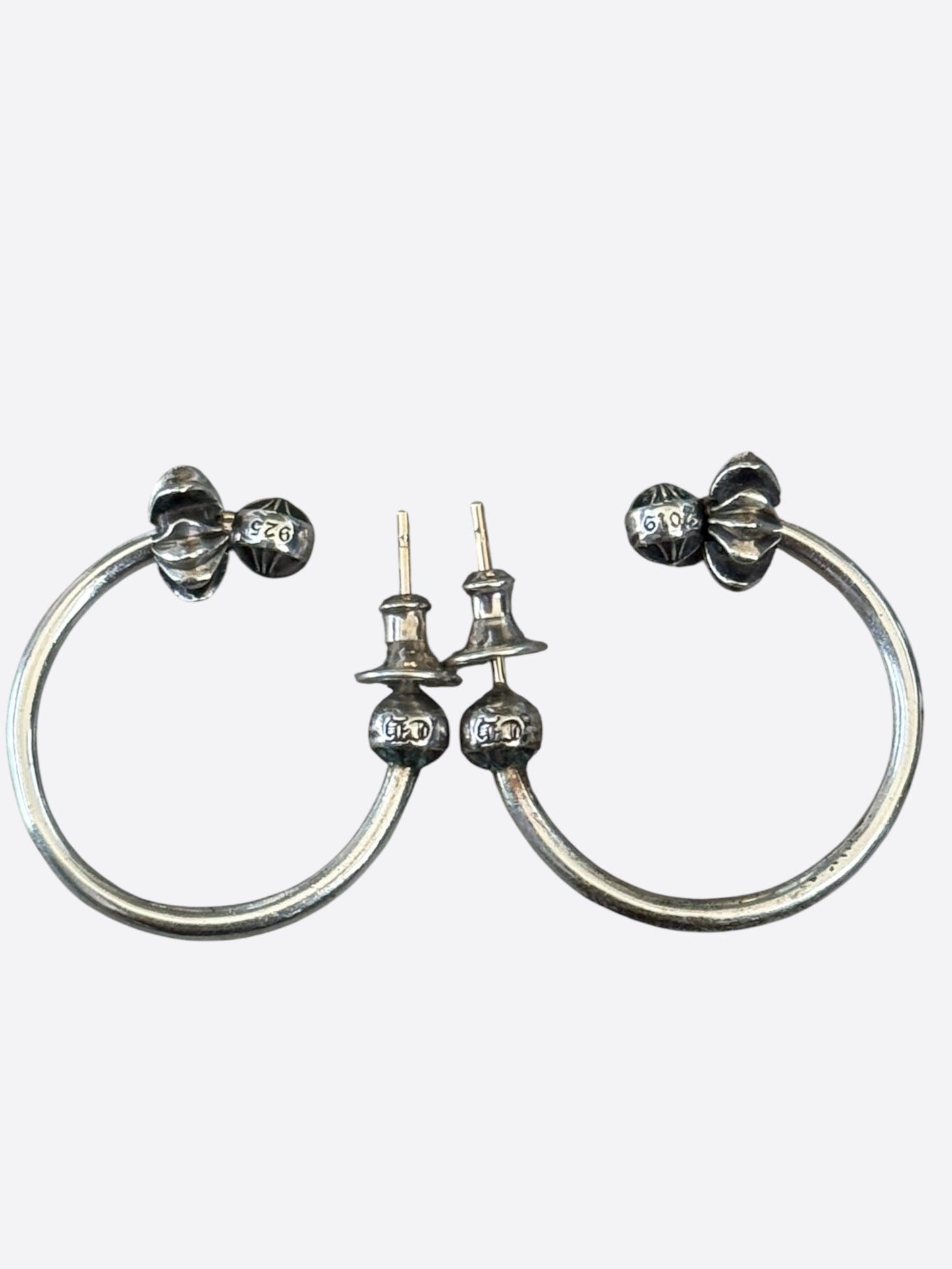 Chrome Hearts Silver Spinner Hoop Earrings