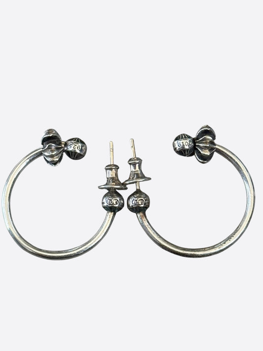 Chrome Hearts Silver Spinner Hoop Earrings