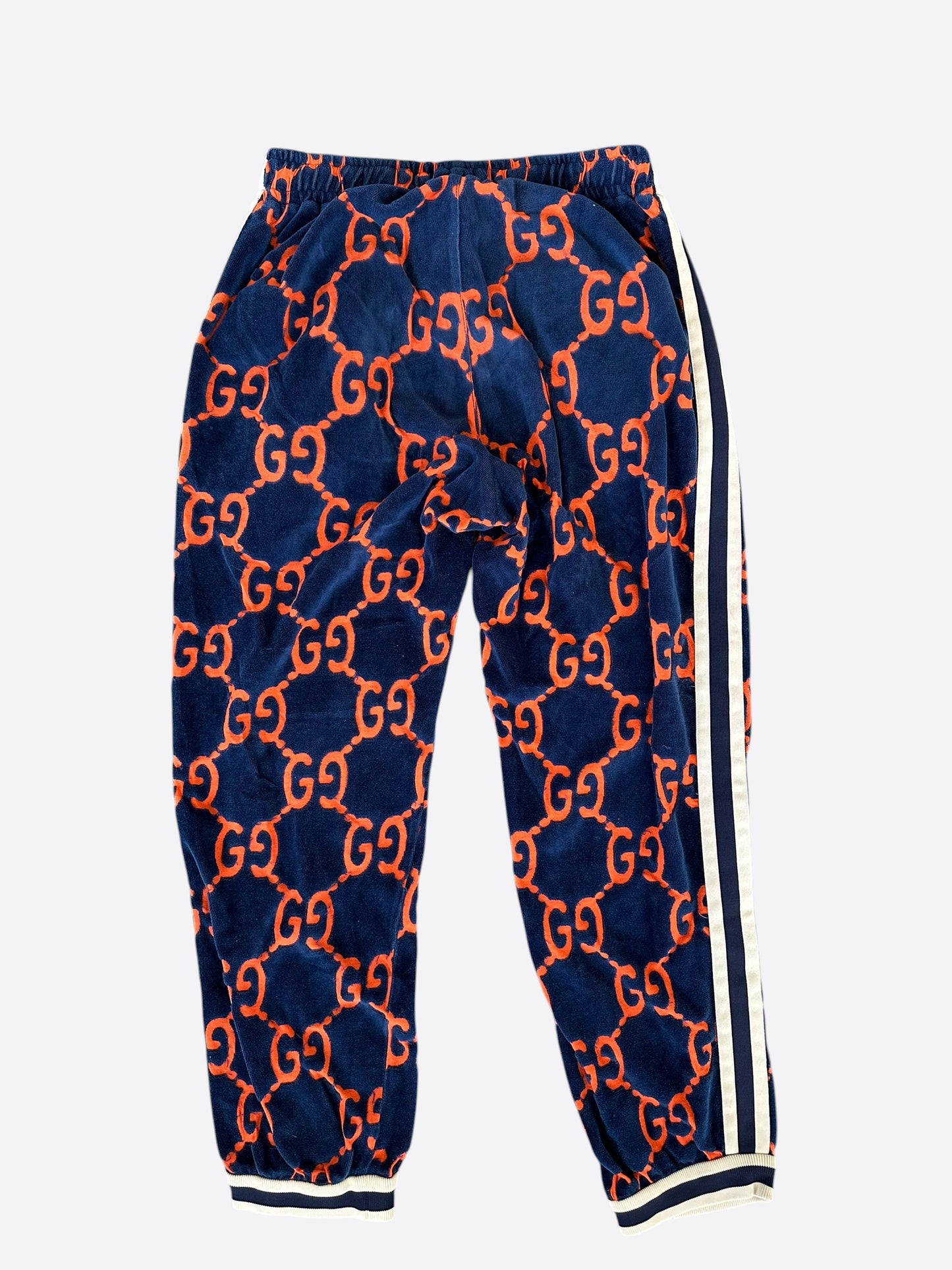 Gucci Navy & Red Chenille GG Monogram Jacquard Track Pants