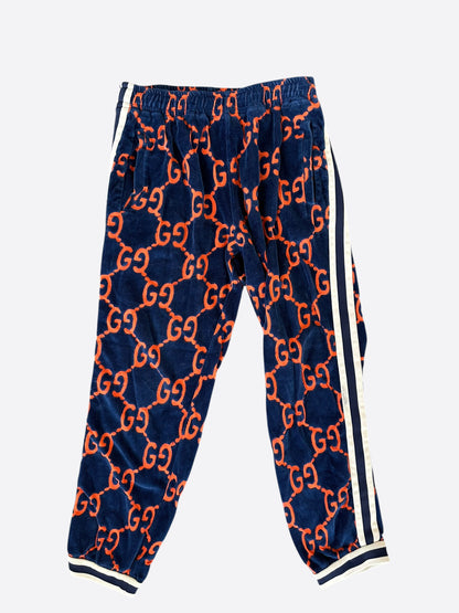 Gucci Navy & Red Chenille GG Monogram Jacquard Track Pants