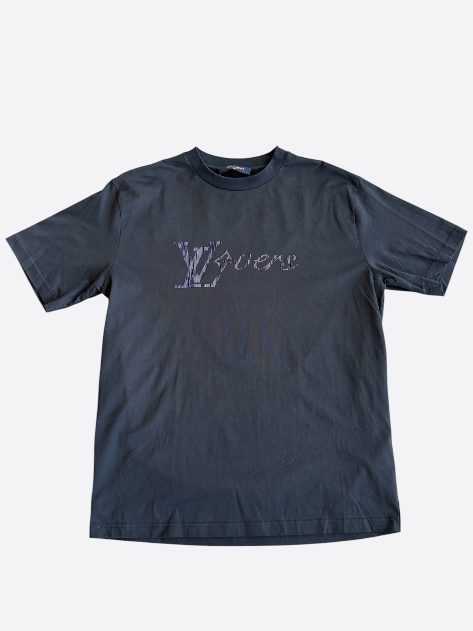 Louis Vuitton Black & White Frequency Embroidered T-Shirt – Savonches