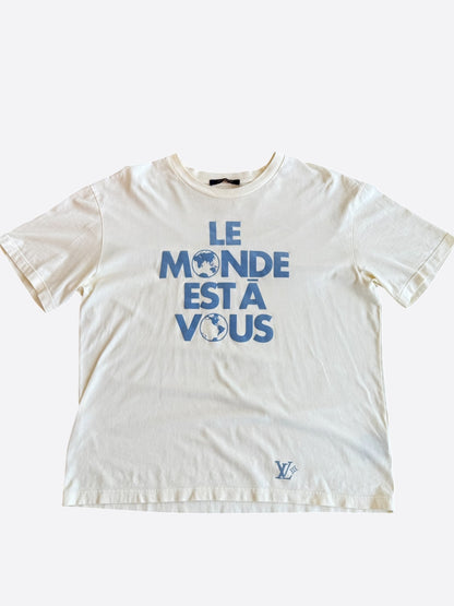 Louis Vuitton White & Blue Le Monde Est A Vous T-Shirt