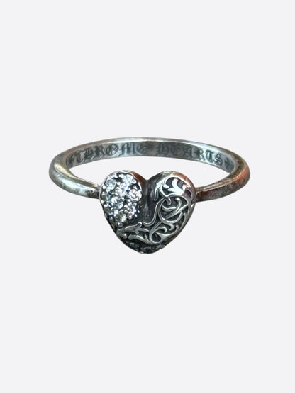 Chrome Hearts Silver & Diamond Bubblegum Heart Ring