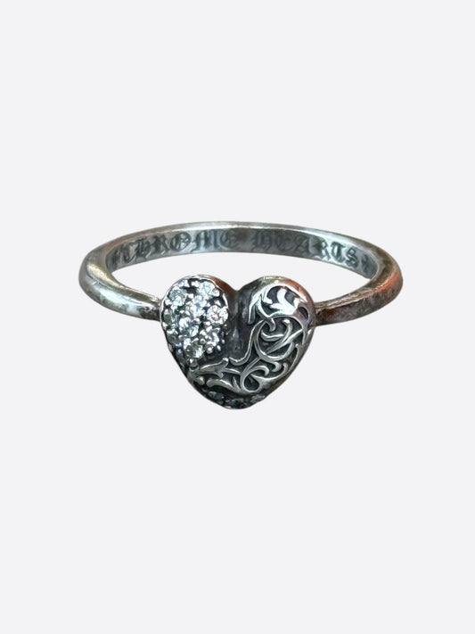 Chrome Hearts Silver & Diamond Bubblegum Heart Ring