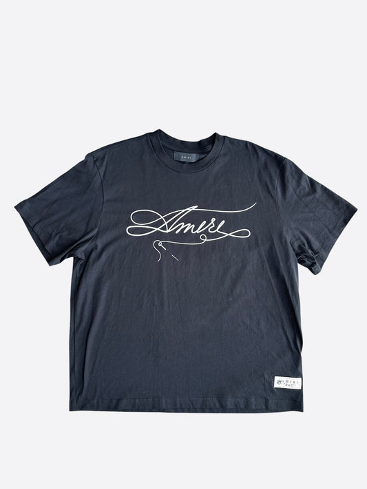 Amiri Black & White Stitch Logo T-Shirt