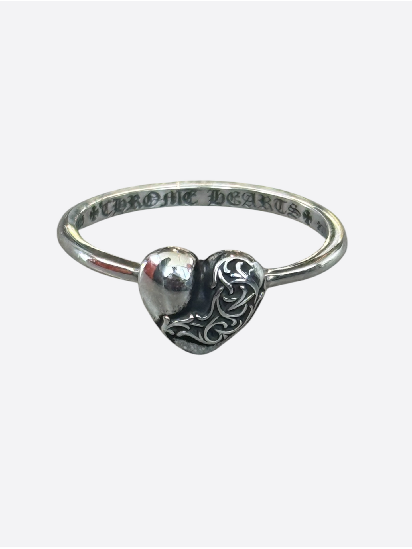 Chrome Hearts Silver Bubblegum Heart Ring