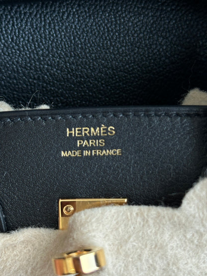 Hermes Black Evergrain & Gold Hardware Birkin 25