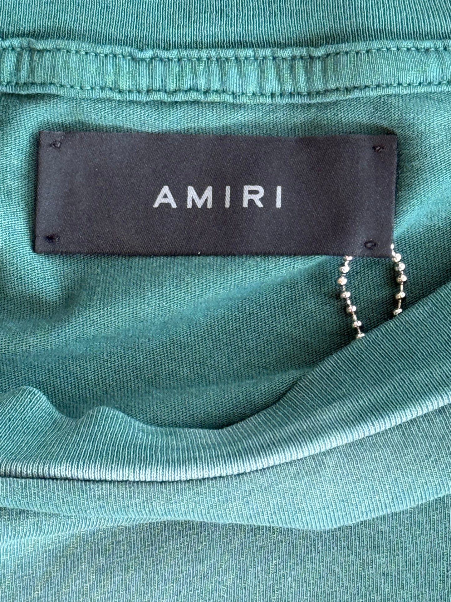 Amiri Green & White Collegiate Logo T-Shirt
