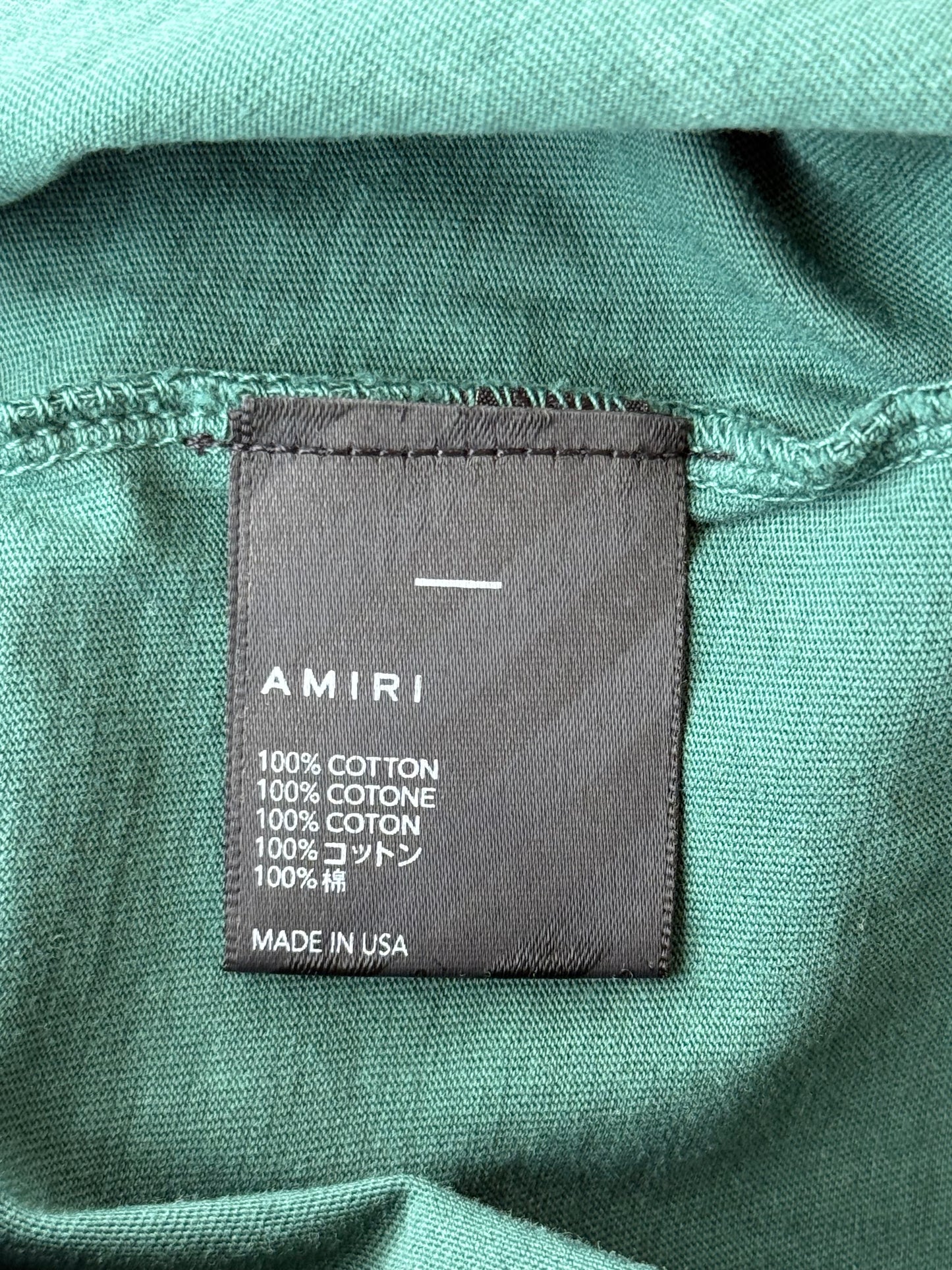 Amiri Green & White Collegiate Logo T-Shirt