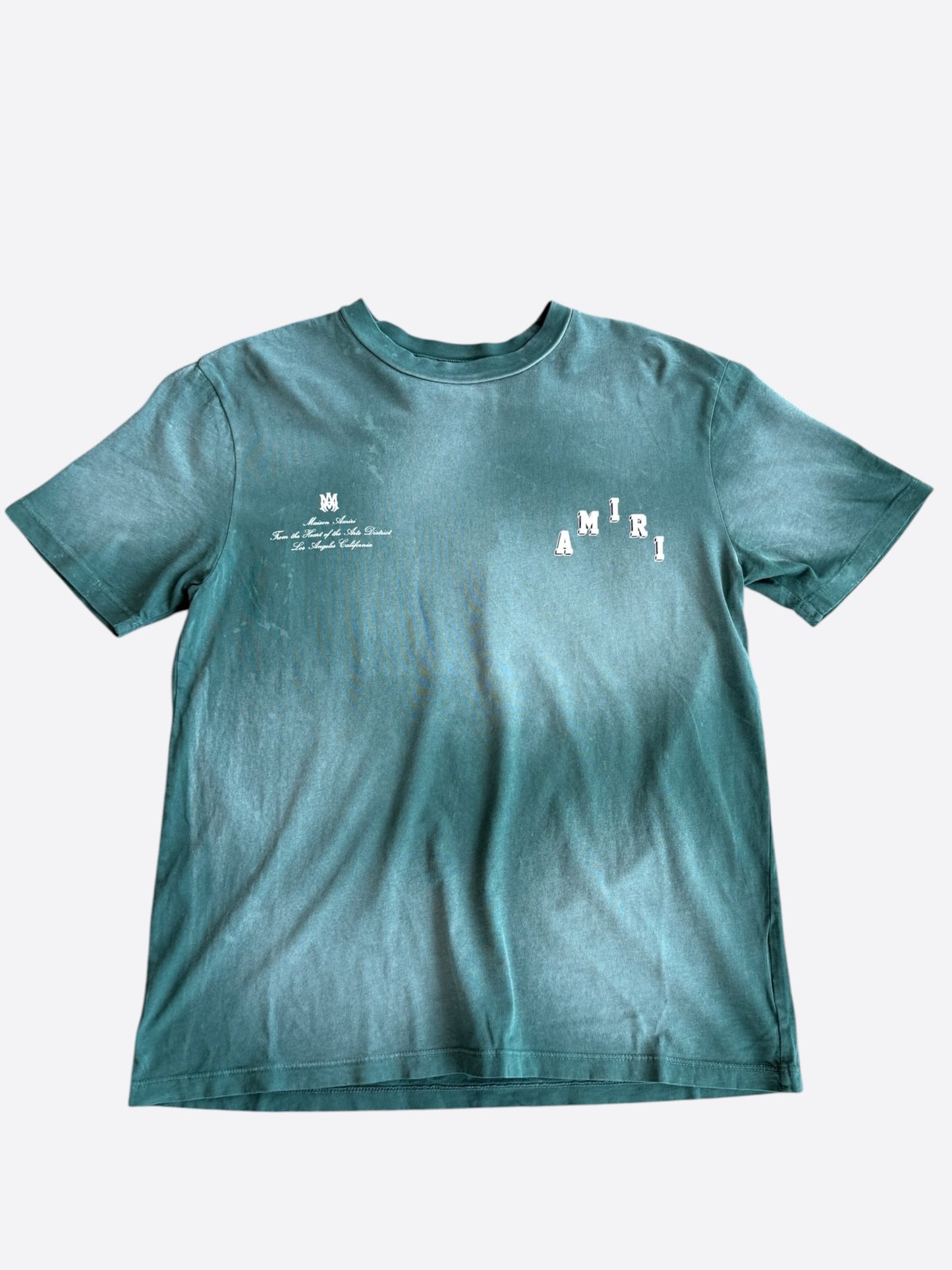 Amiri Green & White Collegiate Logo T-Shirt