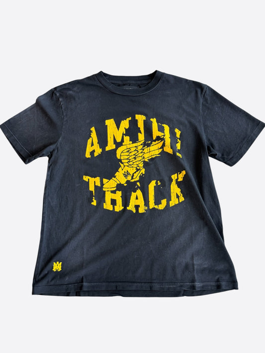 Amiri Faded Black & Yellow Track Logo T-Shirt