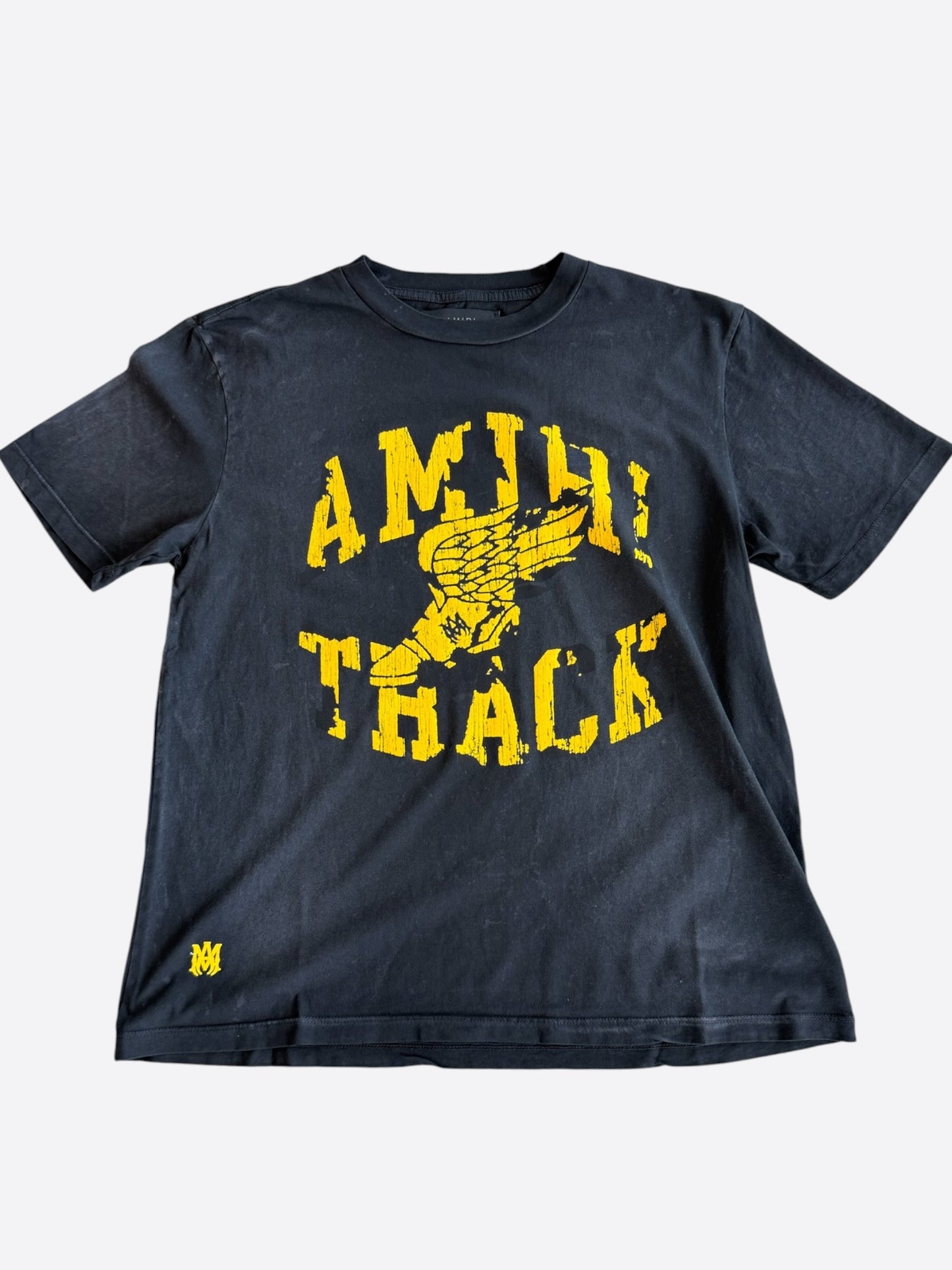 Amiri Faded Black & Yellow Track Logo T-Shirt