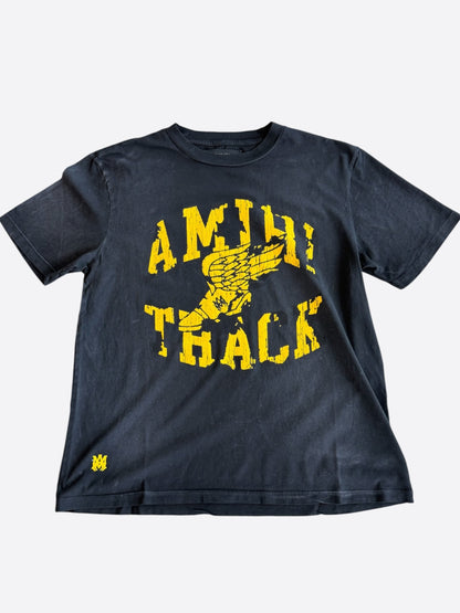 Amiri Faded Black & Yellow Track Logo T-Shirt