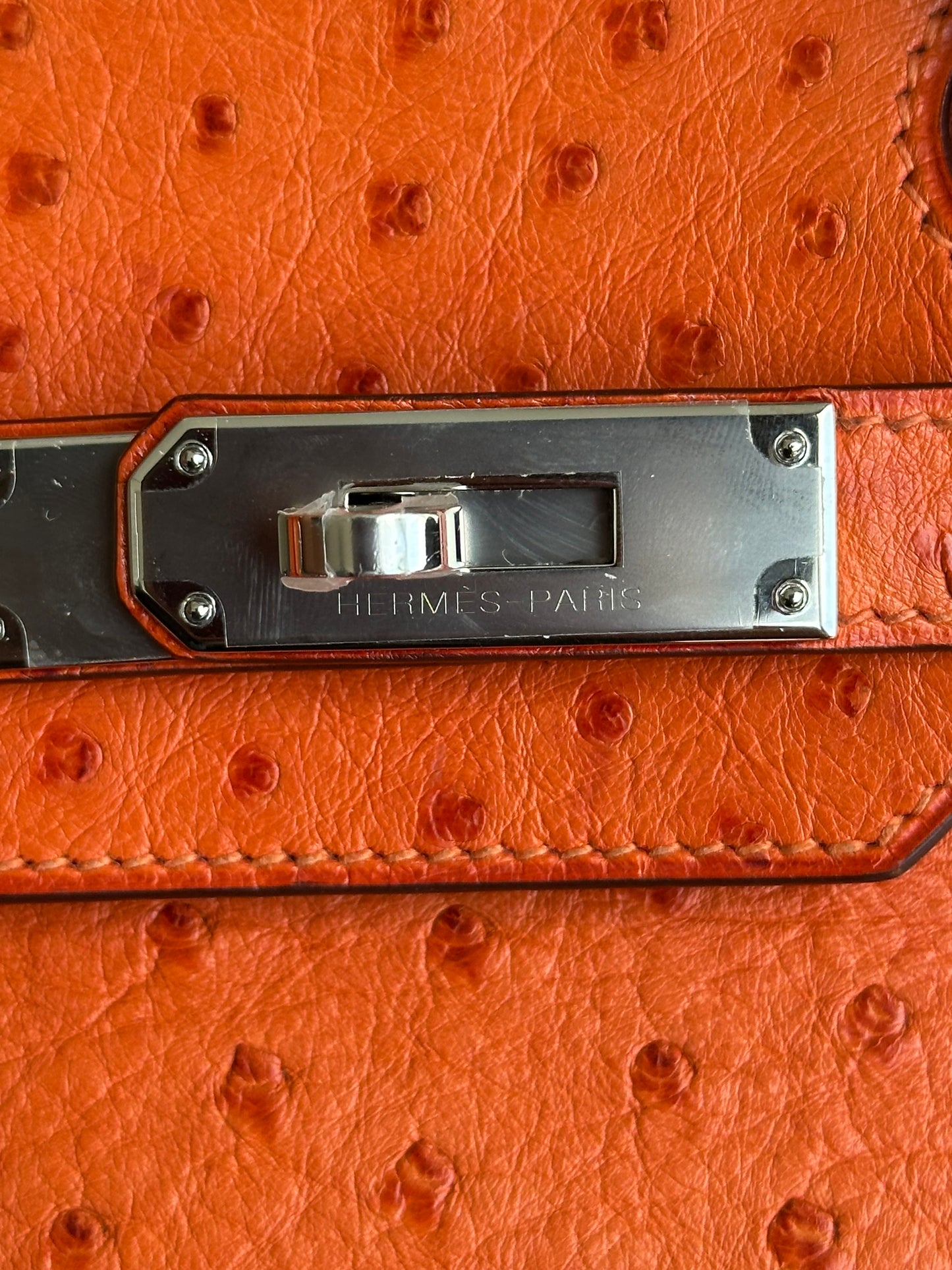 Hermes Orange Ostrich & Palladium Hardware Birkin 30