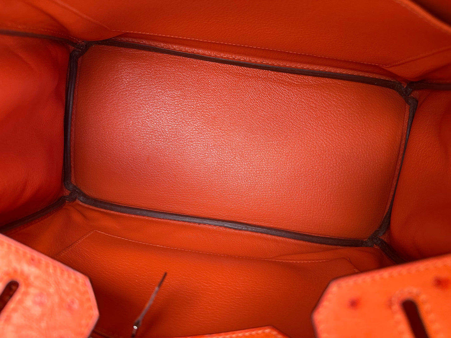 Hermes Orange Ostrich & Palladium Hardware Birkin 30