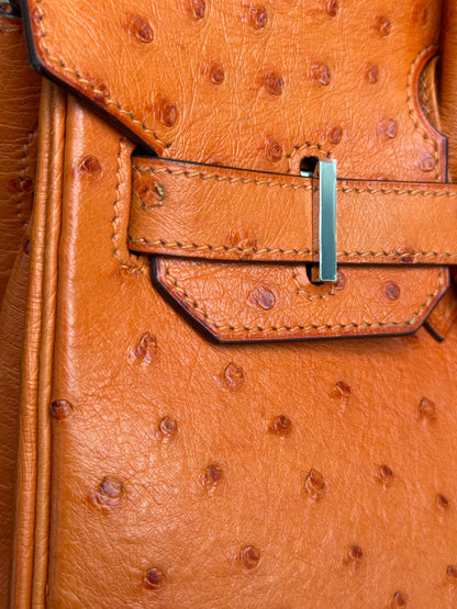 Hermes Orange Ostrich & Palladium Hardware Birkin 30