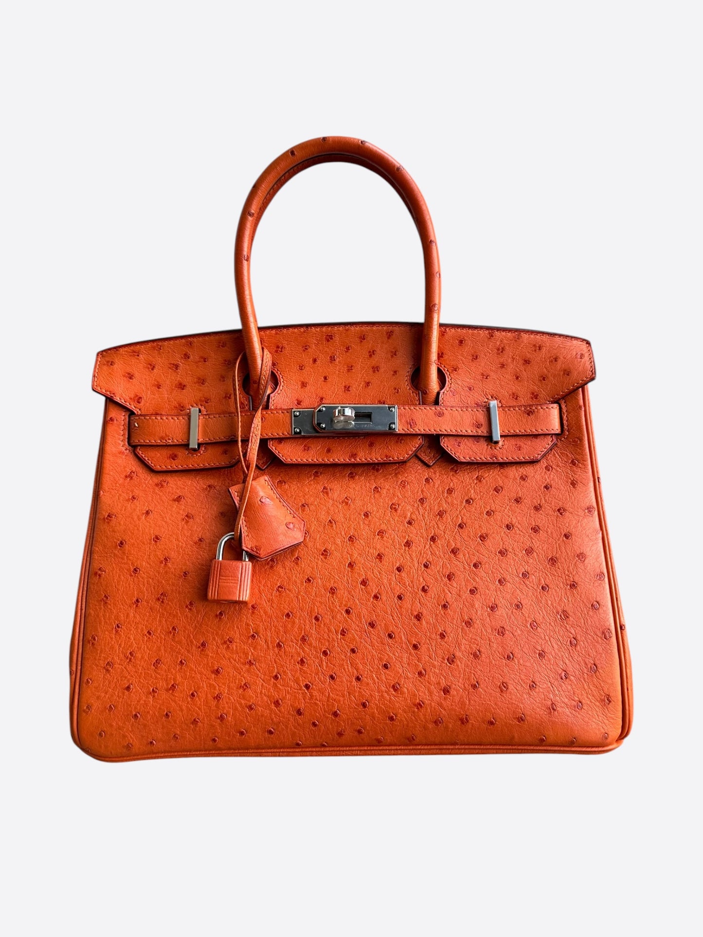 Hermes Orange Ostrich & Palladium Hardware Birkin 30