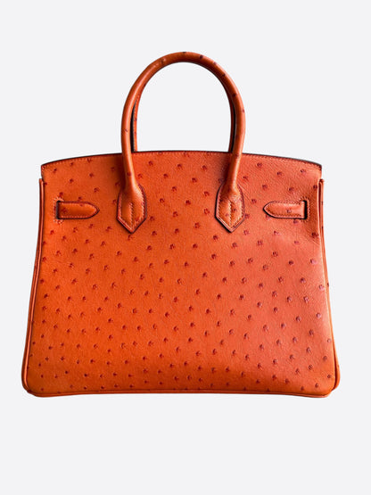 Hermes Orange Ostrich & Palladium Hardware Birkin 30