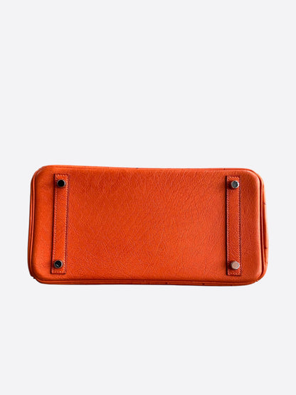 Hermes Orange Ostrich & Palladium Hardware Birkin 30