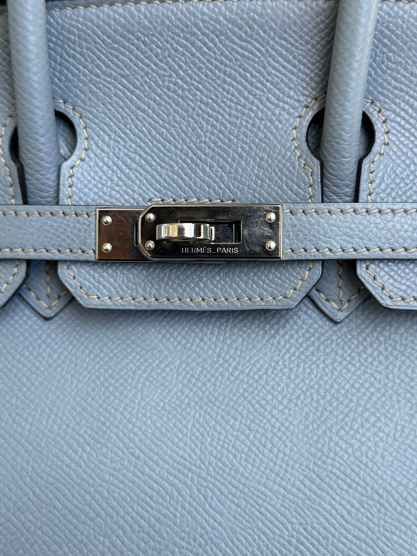 Hermes Bleu Lin Epsom & Palladium Hardware Birkin 25