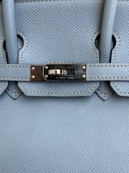 Hermes Bleu Lin Epsom & Palladium Hardware Birkin 25
