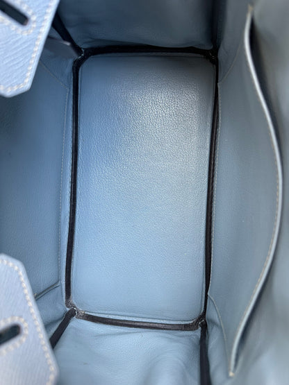 Hermes Bleu Lin Epsom & Palladium Hardware Birkin 25