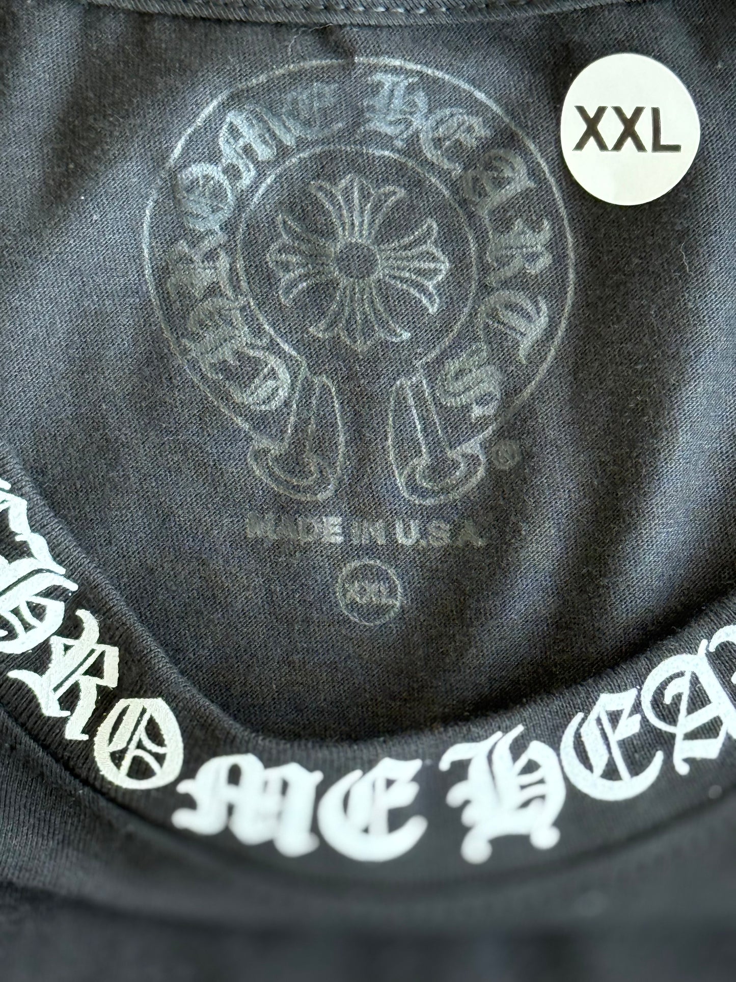 Chrome Hearts Black & White Neck Logo T-Shirt