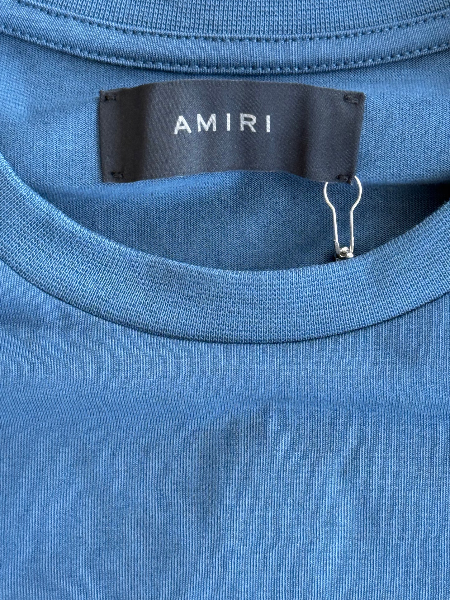 Amiri Blue & White MA Bar Logo T-Shirt