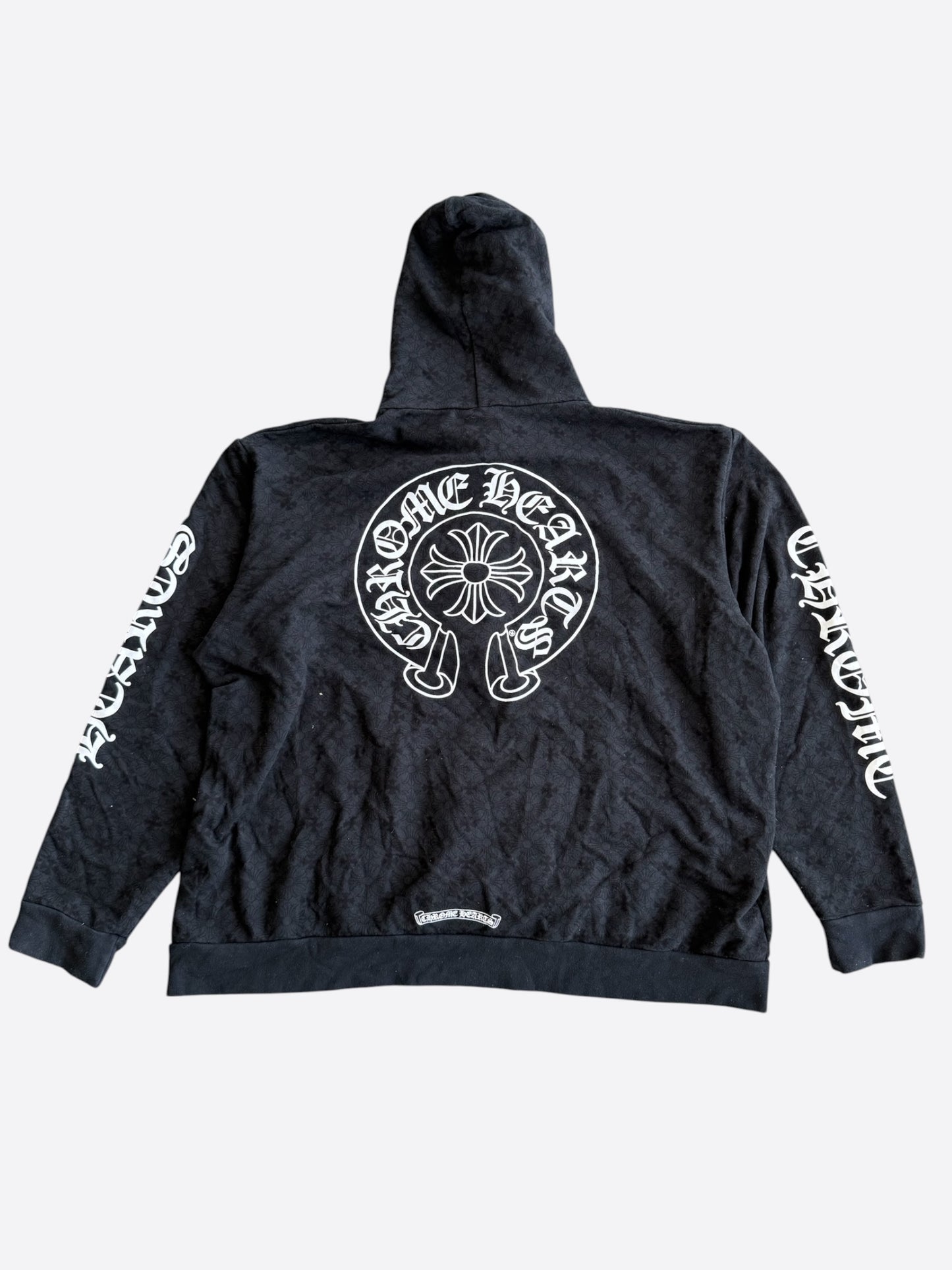Chrome Hearts Black & White Cross Jacquard Horseshoe Logo Hoodie