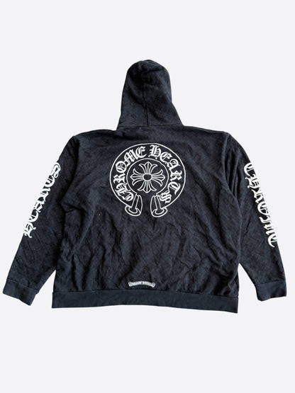 Chrome Hearts Black & White Cross Jacquard Horseshoe Logo Hoodie