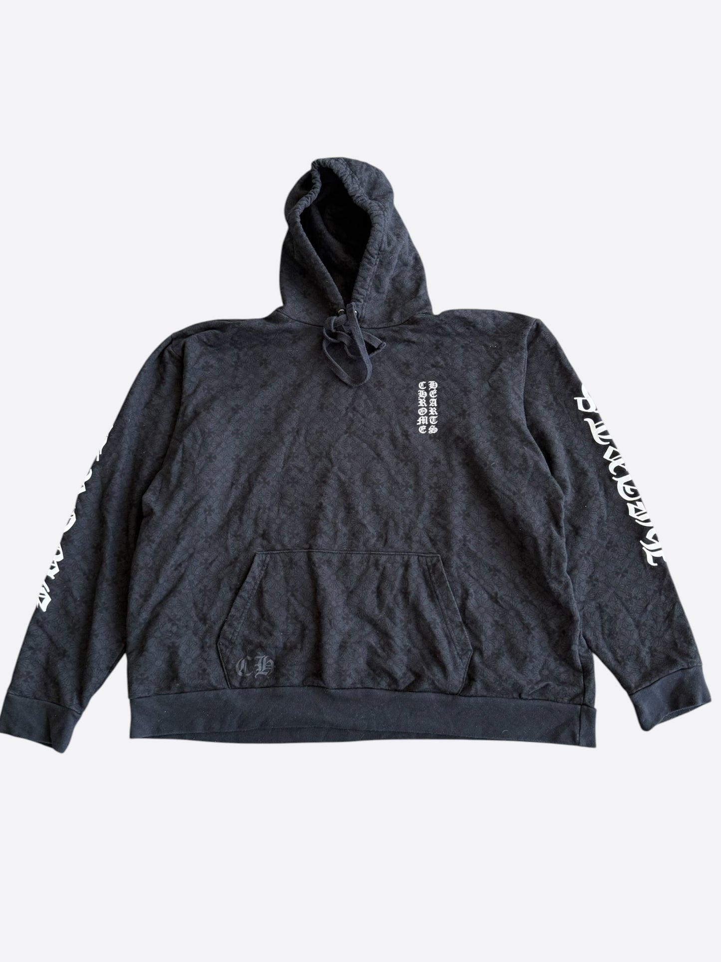 Chrome Hearts Black & White Cross Jacquard Horseshoe Logo Hoodie